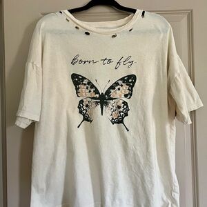 Lizard Thicket Cream Graphic Butterfly Tee